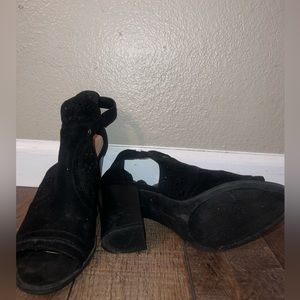 Black open toed booties